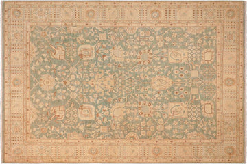 handmade Traditional Kafkaz Chobi Ziegler Green Tan Hand Knotted RECTANGLE 100% WOOL area rug 8 x 10